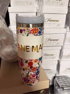 June Marie Floral Travel Tumbler - White with Multicolor Flowers